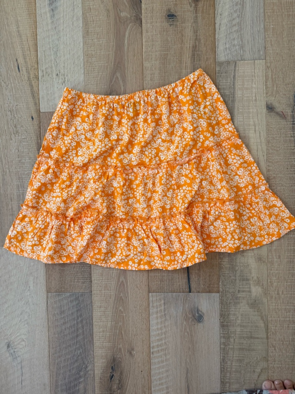 art class Orange Floral Tiered Ruffle Skirt